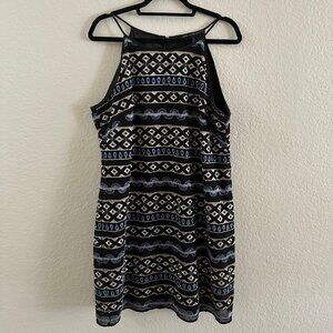 White House Black Market Sleeveless Embroidered Dress Size 14